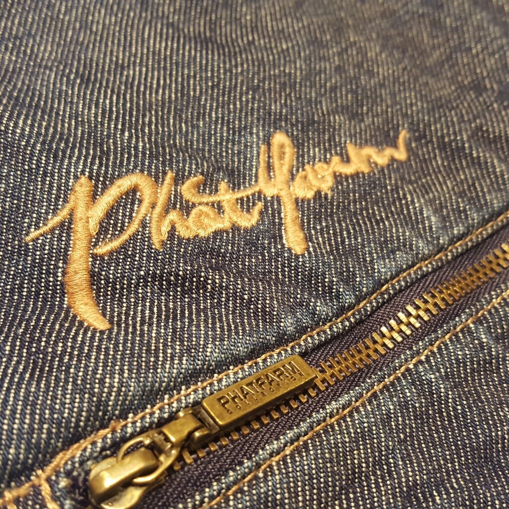 PHAT FARM DARK BLUE DENIM SHIRT LIGHTWEIGHT JACKET - Picture 3 of 7